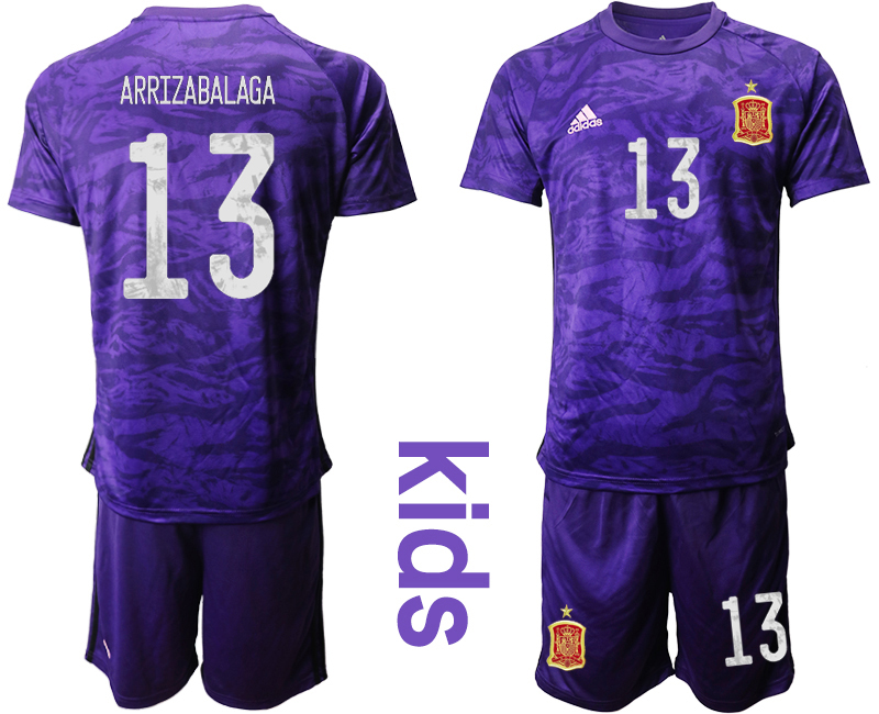 Cheap 2021 European Cup Espana purple goalkeeper Youth 13 soccer jerseys